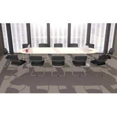 Mesa de reunión tablero ovalado serie Zafiro doble pie metálico