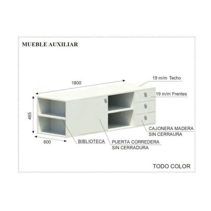 Mesa de despacho OMEGA con armario auxiliar lado izquierdo