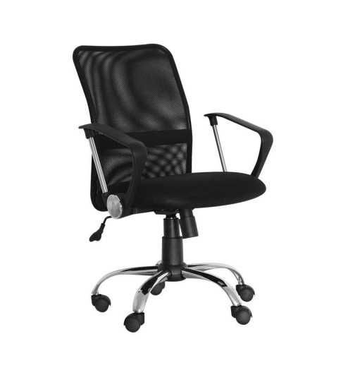 Silla de oficina KUSS, respaldo bajo en malla, brazos fijos, color negro Silla de oficina KUSS, respaldo bajo en malla, brazos fijos, color negro