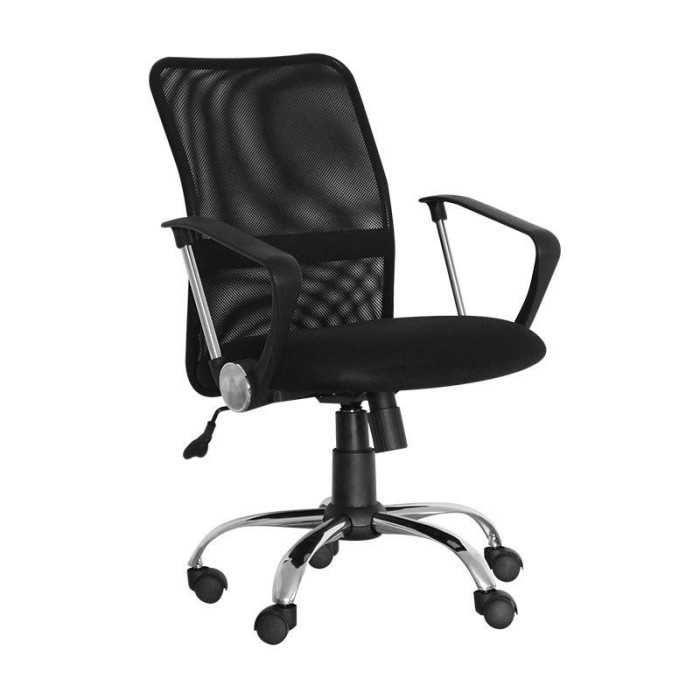 Silla de oficina KUSS, respaldo bajo en malla, brazos fijos, color negro Silla de oficina KUSS, respaldo bajo en malla, brazos fijos, color negro