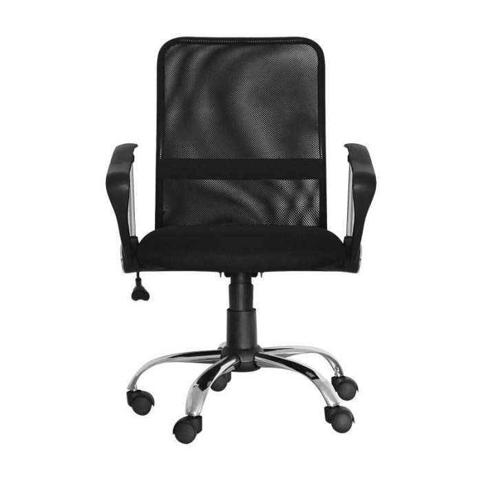 Silla de oficina KUSS, respaldo bajo en malla, brazos fijos, color negro Silla de oficina KUSS, respaldo bajo en malla, brazos fijos, color negro