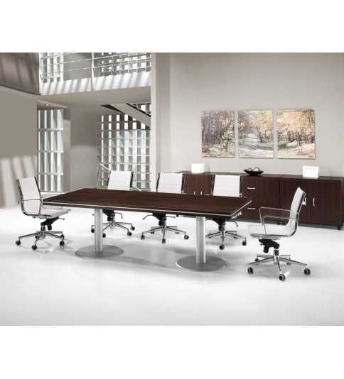 Mesa reunión rectangular COLINA con bases cilíndricas de Euromof