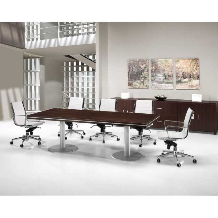 Mesa reunión rectangular COLINA con bases cilíndricas de Euromof