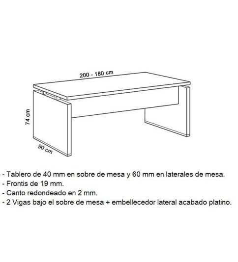 Mesa de despacho LADERA con ala