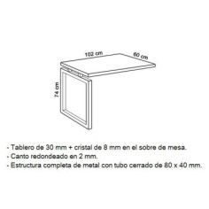 Mesa recta dirección VALLE con ala izquierda