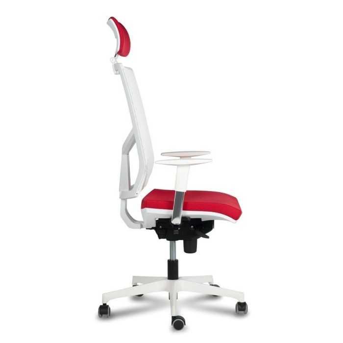 Silla ergonómica AZAHARA 4 blanca, respaldo malla, cabecero, brazos 2D Silla ergonómica AZAHARA 4 blanca, respaldo malla, cabecero, brazos 2D
