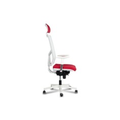 Silla ergonómica AZAHARA 4 blanca, respaldo malla, cabecero, brazos 2D Silla ergonómica AZAHARA 4 blanca, respaldo malla, cabecero, brazos 2D
