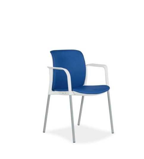 Silla confidente AZAHARA 7 blanca, estructura 4 patas gris, brazos fijos Silla confidente AZAHARA 7 blanca, estructura 4 patas gris, brazos fijos