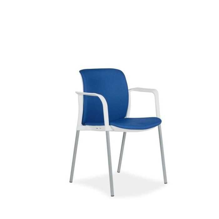 Silla confidente AZAHARA 7 blanca, estructura 4 patas gris, brazos fijos Silla confidente AZAHARA 7 blanca, estructura 4 patas gris, brazos fijos