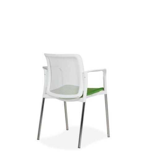 Silla confidente AZAHARA 9 blanca, respaldo malla, brazos fijos, 4 patas Silla confidente AZAHARA 9 blanca, respaldo malla, brazos fijos, 4 patas