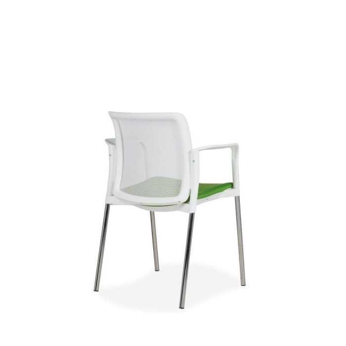 Silla confidente AZAHARA 9 blanca, respaldo malla, brazos fijos, 4 patas Silla confidente AZAHARA 9 blanca, respaldo malla, brazos fijos, 4 patas