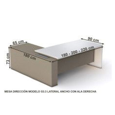 Mesa de despacho SERIE G3.3 lateral ancho con ala derecha de Jgorbe