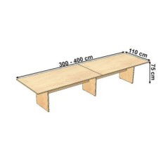 Mesa reuniones Zafiro doble rectangular panel ancho 300 o 400 cm