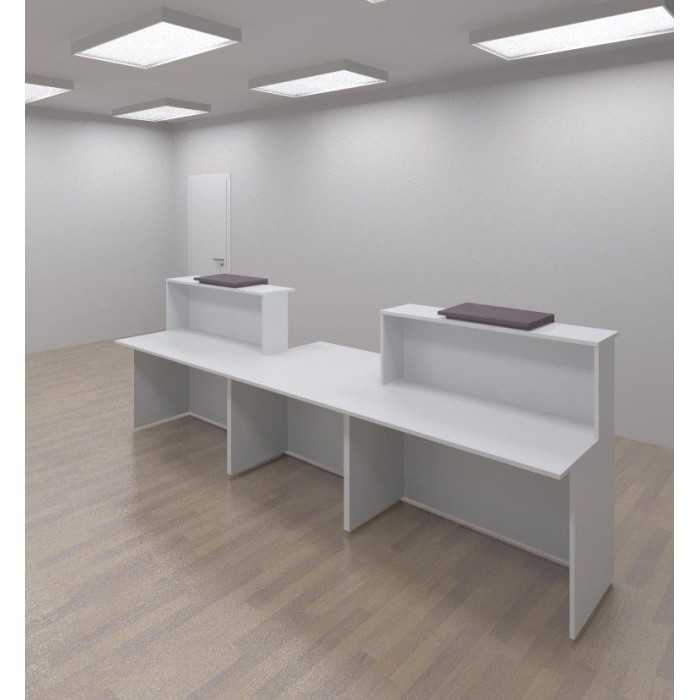 Mostrador recepción BASIC 340 cm blanco con sobremostrador color configurable Mostrador recepción BASIC 340 cm blanco con sobremostrador color configurable