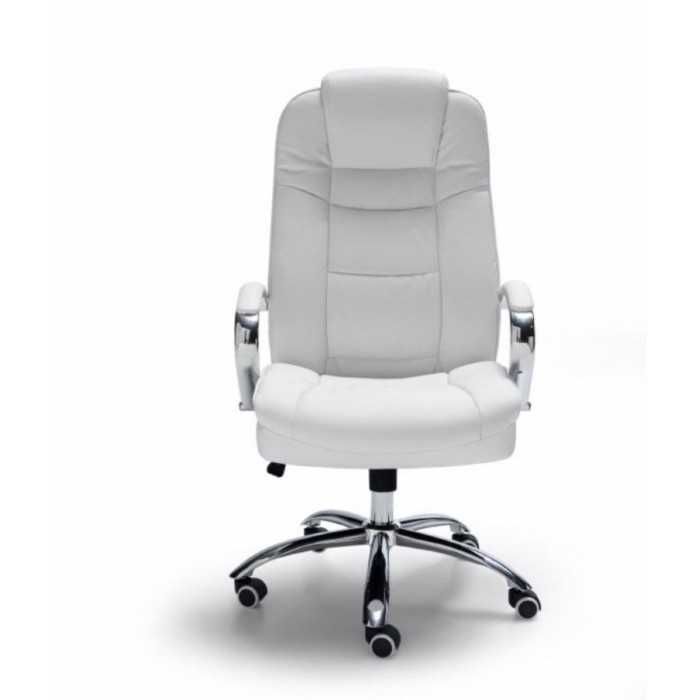 Sillón de oficina TOLEDO acolchado de gran grosor en ecopiel, base de aluminio, polipiel blanco
