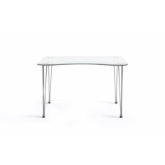 Mesa de cristal RITUAL, estructura 4 patas varilla de acero, medida 120x70 cm
