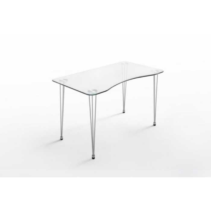 Mesa de cristal RITUAL, estructura 4 patas varilla de acero, medida 120x70 cm