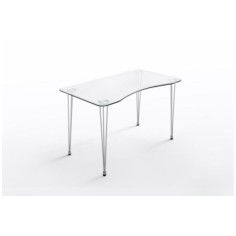 Mesa de cristal RITUAL, estructura 4 patas varilla de acero, medida 120x70 cm