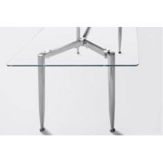 Mesa de cristal TTIGA, estructura perimetral de acero, medida 120x70 cm