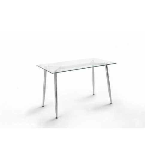 Mesa de cristal TTIGA, estructura perimetral de acero, medida 140x80 cm Mesa de cristal TTIGA, estructura perimetral de acero, medida 140x80 cm