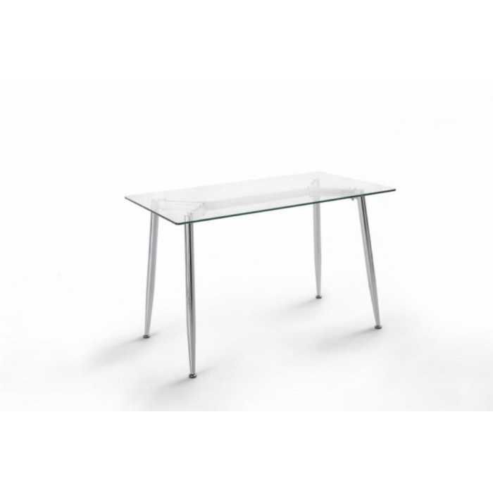 Mesa de cristal TTIGA, estructura perimetral de acero, medida 140x80 cm