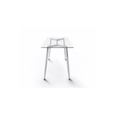 Mesa de cristal TTIGA, estructura perimetral de acero, medida 140x80 cm