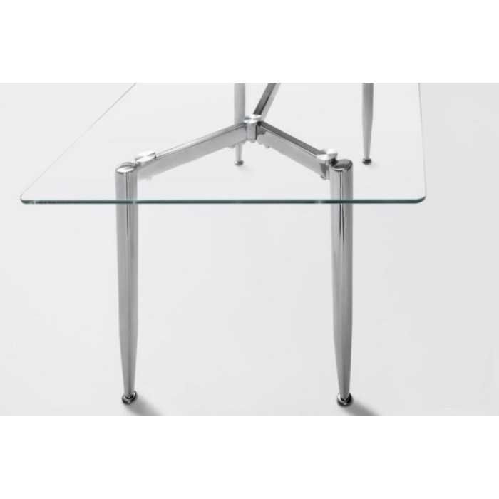 Mesa de cristal TTIGA, estructura perimetral de acero, medida 140x80 cm
