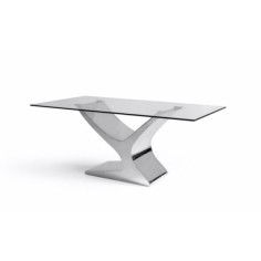 Mesa de cristal ESTEFANIA, base de acero, medida 180x100 cm