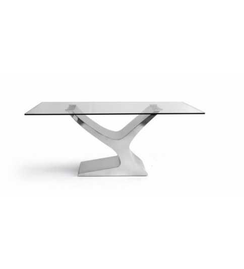 Mesa de cristal ESTEFANIA, base de acero, medida 200x100 cm Mesa de cristal ESTEFANIA, base de acero, medida 200x100 cm