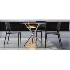 Mesa de cristal GOLUM, reuniones, redonda, patas entrelazadas, medida 80 cm