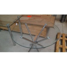 Mesa de cristal GOLUM, reuniones, redonda, patas entrelazadas, medida 80 cm