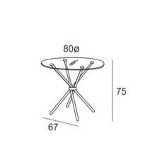 Mesa de cristal GOLUM, reuniones, redonda, patas entrelazadas, medida 80 cm