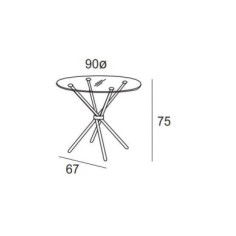 Mesa de cristal GOLUM, reuniones, redonda, patas entrelazadas, medida 90 cm