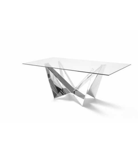 Mesa de cristal CANDELA, original base de acero, medida 200x100 cm Mesa de cristal CANDELA, original base de acero, medida 200x100 cm