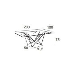 Mesa de cristal CANDELA, original base de acero, medida 200x100 cm