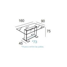 Mesa de cristal KRIS, base de acero, medida 160x90 cm