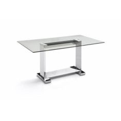 Mesa de cristal KRIS, base de acero, medida 180x90 cm