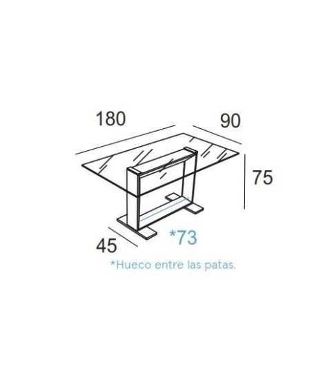 Mesa de cristal KRIS, base de acero, medida 180x90 cm Mesa de cristal KRIS, base de acero, medida 180x90 cm