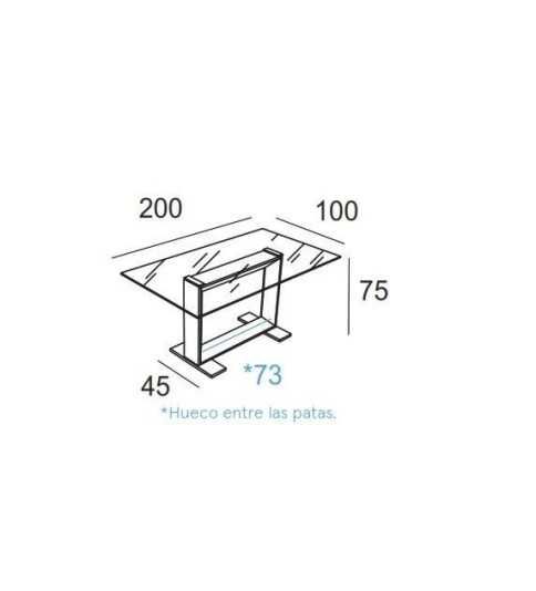 Mesa de cristal KRIS, base de acero, medida 200x90 cm Mesa de cristal KRIS, base de acero, medida 200x90 cm