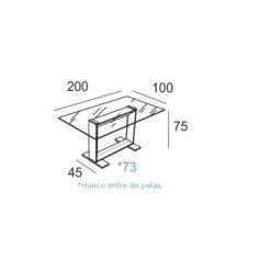 Mesa de cristal KRIS, base de acero, medida 200x90 cm