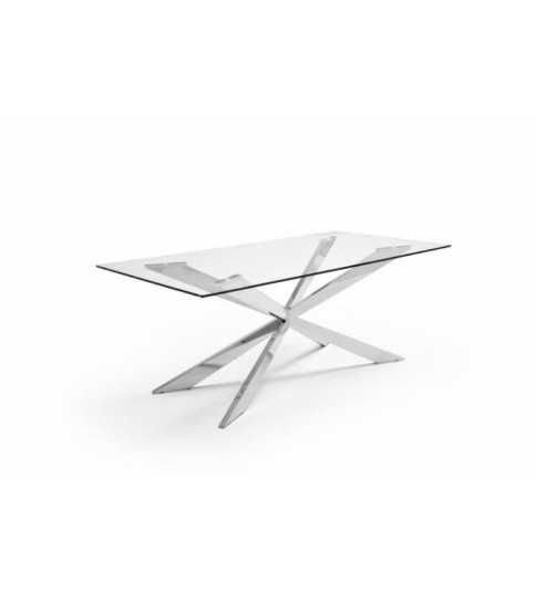 Mesa de cristal LOVE, estructura de acero, medida 200x100 cm Mesa de cristal LOVE, estructura de acero, medida 200x100 cm