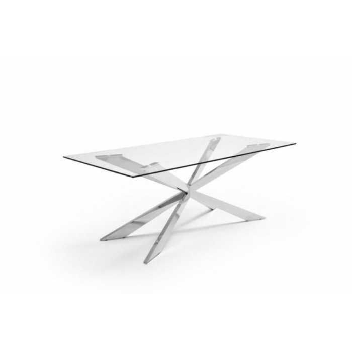 Mesa de cristal LOVE, estructura de acero, medida 200x100 cm