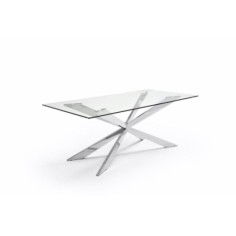 Mesa de cristal LOVE, estructura de acero, medida 200x100 cm