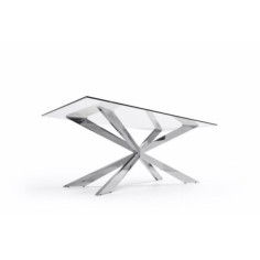 Mesa de cristal LOVE, estructura de acero, medida 200x100 cm
