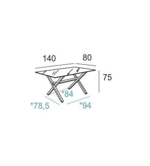 Mesa de cristal X-MARC, estructura de acero en x, medida 140x80 cm Mesa de cristal X-MARC, estructura de acero en x, medida 140x80 cm
