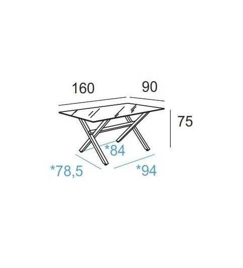 Mesa de cristal X-MARC, estructura de acero en x, medida 160x90 cm Mesa de cristal X-MARC, estructura de acero en x, medida 160x90 cm