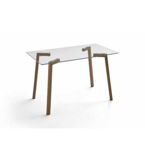 Mesa de cristal NERJA, estructura 4 patas de madera de roble, medida 120x70 cm Mesa de cristal NERJA, estructura 4 patas de madera de roble, medida 120x70 cm
