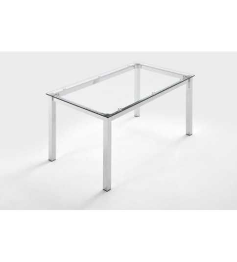 Mesa de cristal PINEDA, estructura perimetral de acero, medida 140x80 cm Mesa de cristal PINEDA, estructura perimetral de acero, medida 140x80 cm