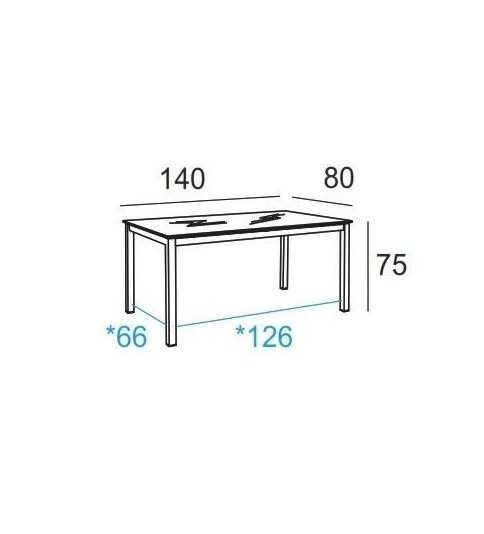 Mesa de cristal PINEDA, estructura perimetral de acero, medida 140x80 cm Mesa de cristal PINEDA, estructura perimetral de acero, medida 140x80 cm