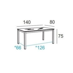 Mesa de cristal PINEDA, estructura perimetral de acero, medida 140x80 cm